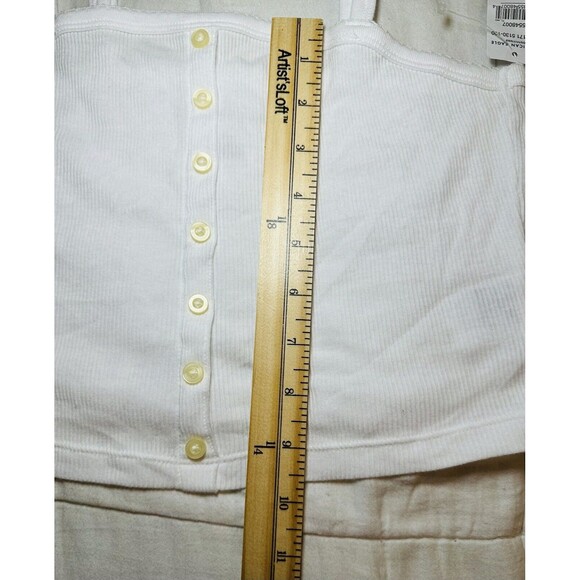 AMERICAN EAGLE White Ribbed Crop Fitted Button Thin Tank Top SIZE SMALL NWT - Picture 10 of 11